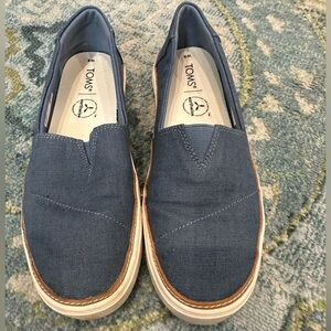 TOMS Navy Blue Slip-On Canvas Shoes